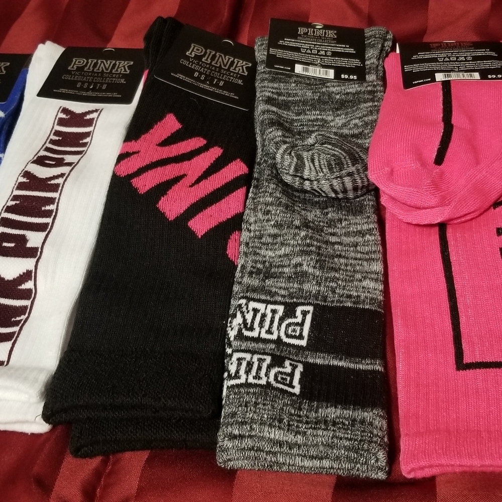 pink high knee socks.5 pairs